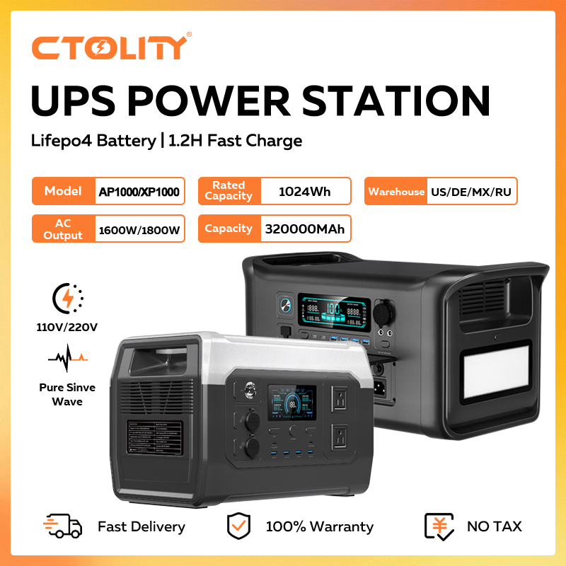 Outdoor Powerwall - CTOLITY 1800W Portable Power Station 1024Wh